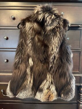Gorgeous Pologeorgis Black, Brown and Silver Fox Fur Vest